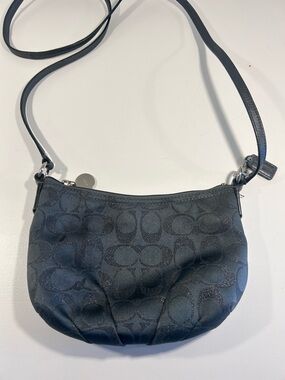 Coach Signature Black Jacquard Mini Shoulder Bag Y2K Crossbody Purse Small